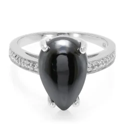 Schwarzer Hämatit-Silberring