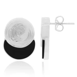 Schwarzer Onyx-Silberohrringe