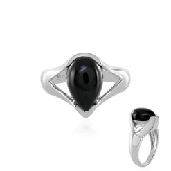 Schwarzer Onyx-Silberring