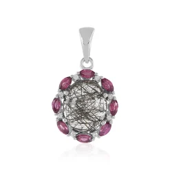 Schwarzer Rutilquarz-Silberanhänger