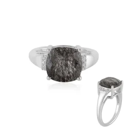 Schwarzer Rutilquarz-Silberring