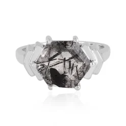 Schwarzer Rutilquarz-Silberring