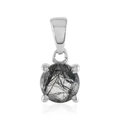 Schwarzer Rutilquarz-Silberanhänger