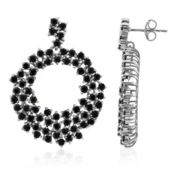 Schwarzer Spinell-Silberohrringe