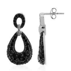 Schwarzer Spinell-Silberohrringe