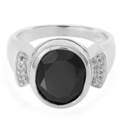 Schwarzer Spinell-Silberring