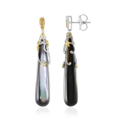 Schwarzes Perlmutt-Silberohrringe (Gems en Vogue)