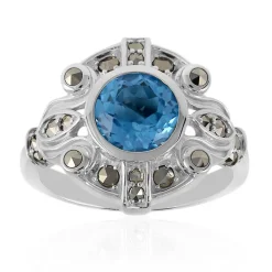 Schweizblauer Topas-Silberring (Annette classic)