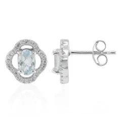 Schweizblauer Topas-Silberohrringe