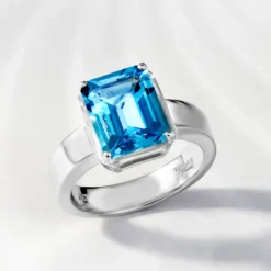 Schweizblauer Topas-Silberring (Pallanova)