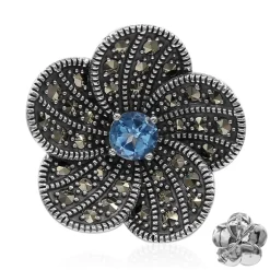 Schweizblauer Topas-Silberanhänger/-brosche (Annette classic)