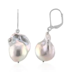 Silberfarbene Süßwasserzuchtperlen-Silberohrringe (TPC)