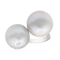 Silberfarbene Süßwasserzuchtperlen-Silberring (TPC)