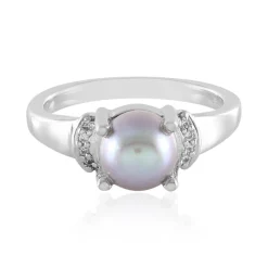 Silberfarbene Süßwasserzuchtperlen-Silberring