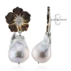 Silberfarbene Süßwasserzuchtperlen-Silberohrringe (TPC)