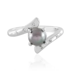 Silberfarbene Süßwasserzuchtperlen-Silberring