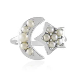 Silberfarbene Süßwasserzuchtperlen-Silberring