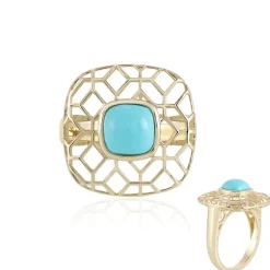 Sleeping Beauty-Türkis-Goldring (Ornaments by de Melo)