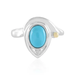 Sleeping Beauty-Türkis-Silberring mit Gold (Granulieren)