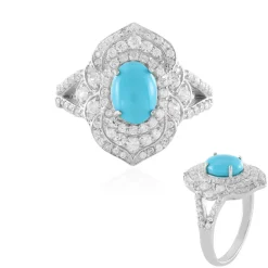 Sleeping Beauty-Türkis-Silberring