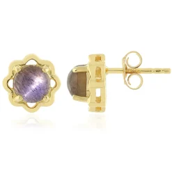 Sonnenstein-Katzenauge-Silberohrringe