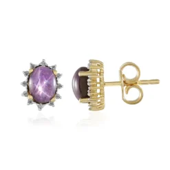 Stern-Rubin-Silberohrringe