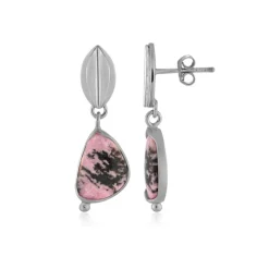 Sulawesi-Rhodonit-Silberohrringe (Bali Barong)