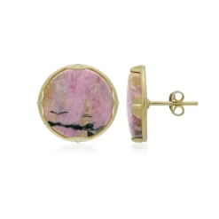 Sulawesi-Rhodonit-Silberohrringe (Bali Barong)