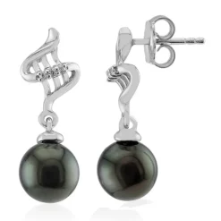 Tahitiperlen-Silberohrringe (TPC)