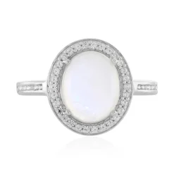 Tansania-Regenbogen-Mondstein-Silberring