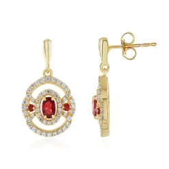 Tansania-Rubin-Silberohrringe