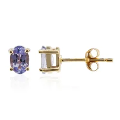 Tansanit-Goldohrringe