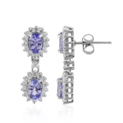 Tansanit-Silberohrringe