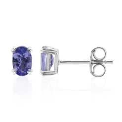 Tansanit-Silberohrringe