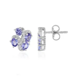 Tansanit-Silberohrringe