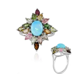 Äthiopischer Blauer Opal-Silberring