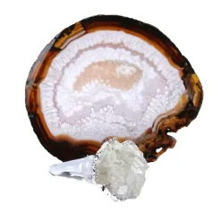 Trink-Set Weißer Quarz mit Achat-Untersetzer (Lapis Vitalis)