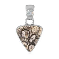 Versteinerte Koralle-Silberanhänger (Bali Barong)