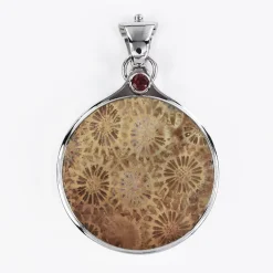 Versteinerte Koralle-Silberanhänger