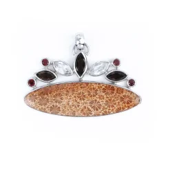 Versteinerte Koralle-Silberanhänger