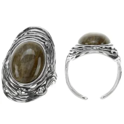 Versteinertes Holz-Silberring