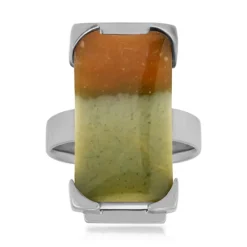 Versteinertes Holz-Silberring (Bali Barong)