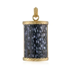 Versteinertes Jambi-Palmenholz-Silberanhänger (Bali Barong)