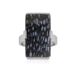 Versteinertes Jambi-Palmenholz-Silberring (Bali Barong)