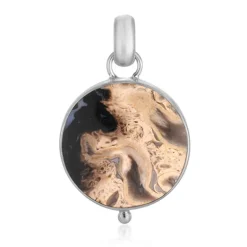 Versteinertes Palmenholz-Silberanhänger (Bali Barong)