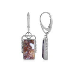 Versteinertes Palmenholz-Silberohrringe (Bali Barong)