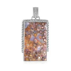 Versteinertes Palmenholz-Silberanhänger (Bali Barong)