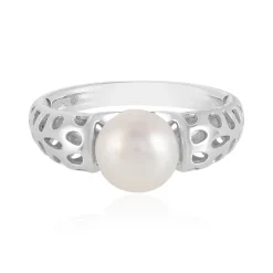 Weiße Süßwasserzuchtperlen-Goldring (Ornaments by de Melo)