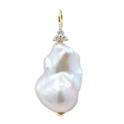 Weiße Süßwasserzuchtperlen-Goldanhänger