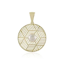 Weiße Süßwasserzuchtperlen-Goldanhänger (Ornaments by de Melo)